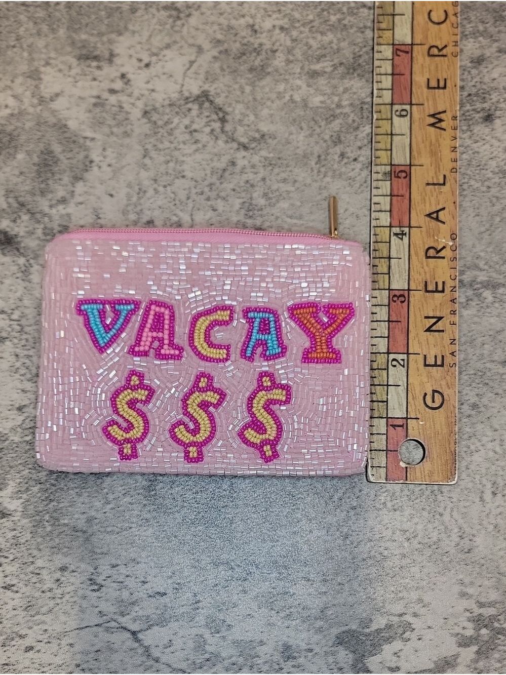 Vacay Money $$$ Beaded Coin purse Pastel - Picture 5 of 5